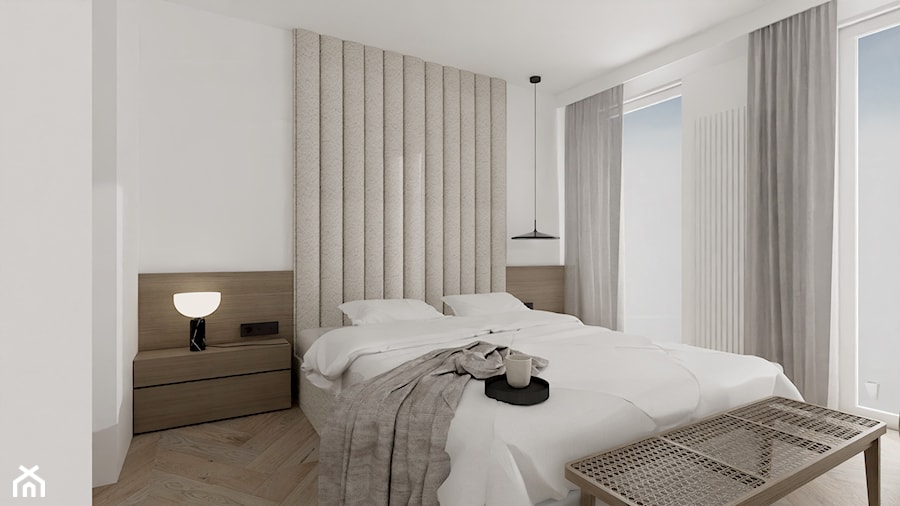 Mieszkanie na poznańskim Grunwaldzie - Sypialnia, styl minimalistyczny - zdjęcie od MUTE Interiors