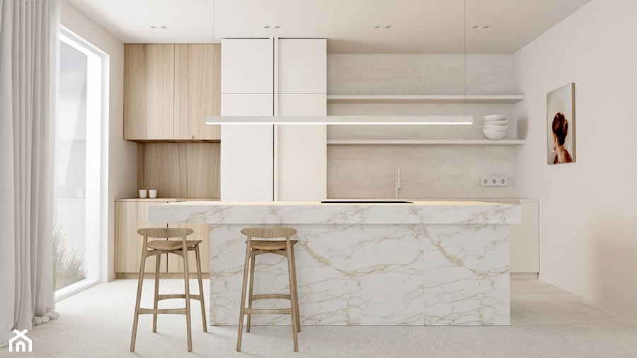 Wnętrza mieszkania w kolorystyce karmelu - Kuchnia, styl minimalistyczny - zdjęcie od MUTE Interiors