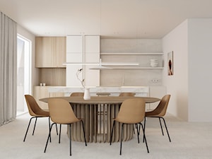 Wnętrza mieszkania w kolorystyce karmelu - Jadalnia, styl minimalistyczny - zdjęcie od MUTE Interiors
