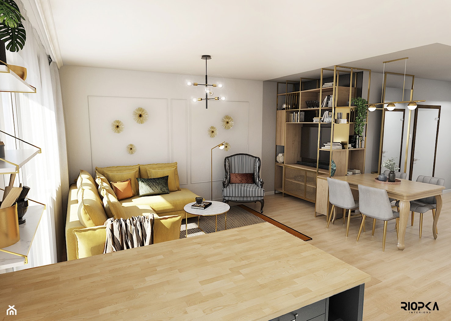 Metamorfoza mieszkania na Bielanach - Salon, styl glamour - zdjęcie od Riopka Interiors - Homebook