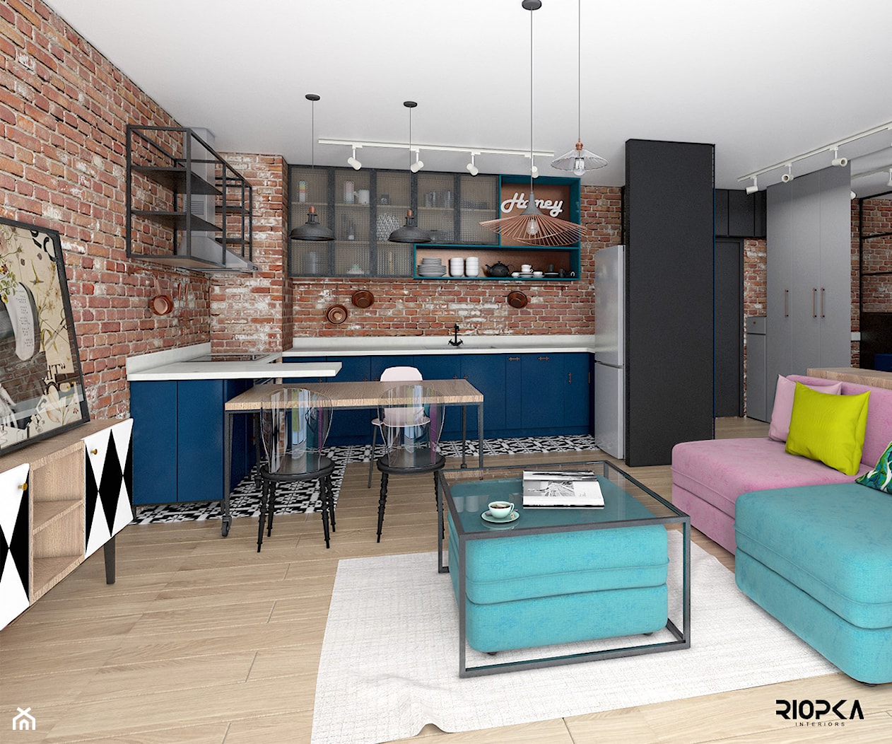 Fabryka na Pradze. Loftowy, industrialny, projekt kawalerki. - zdjęcie od Riopka Interiors - Homebook