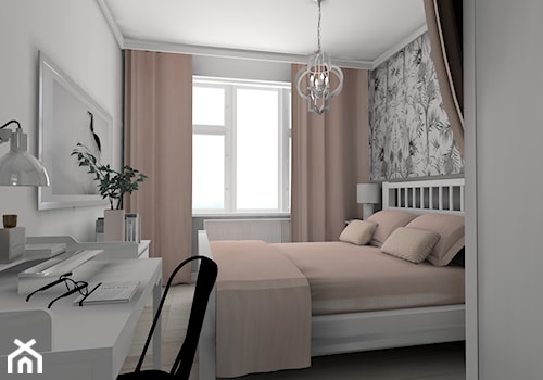 Mieszkanie Głogów - Średnia szara z biurkiem sypialnia, styl tradycyjny - zdjęcie od JASMINHOME Marta Miszkiewicz