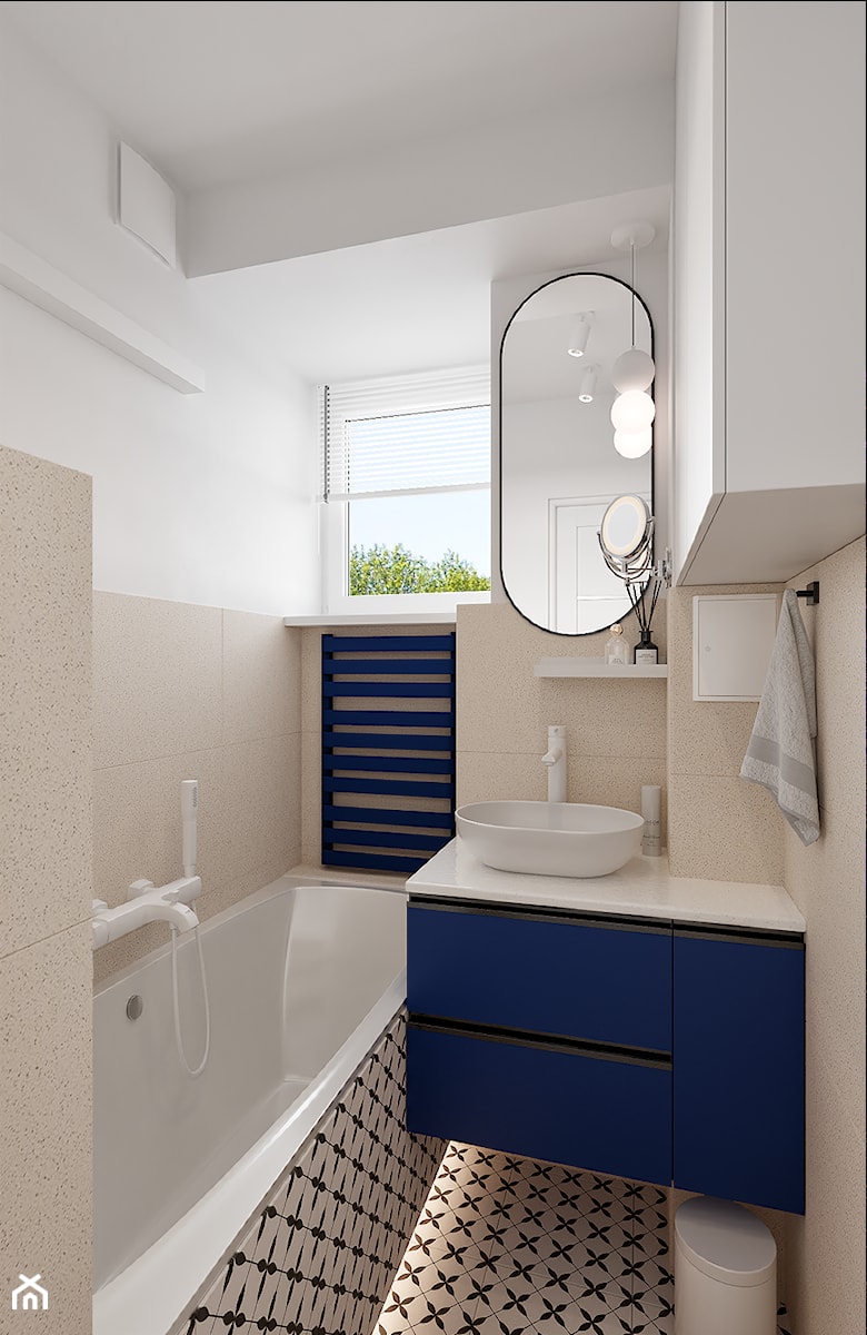 Mieszkanie z niebieskim kolorem przewodnim - Łazienka, styl nowoczesny - zdjęcie od cosily- biuro projektowania wnętrz