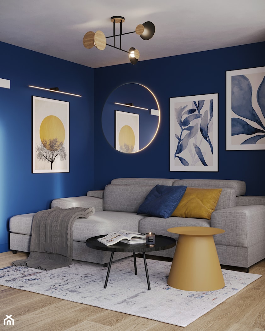 Mieszkanie z niebieskim kolorem przewodnim - Salon, styl nowoczesny - zdjęcie od cosily- biuro projektowania wnętrz - Homebook