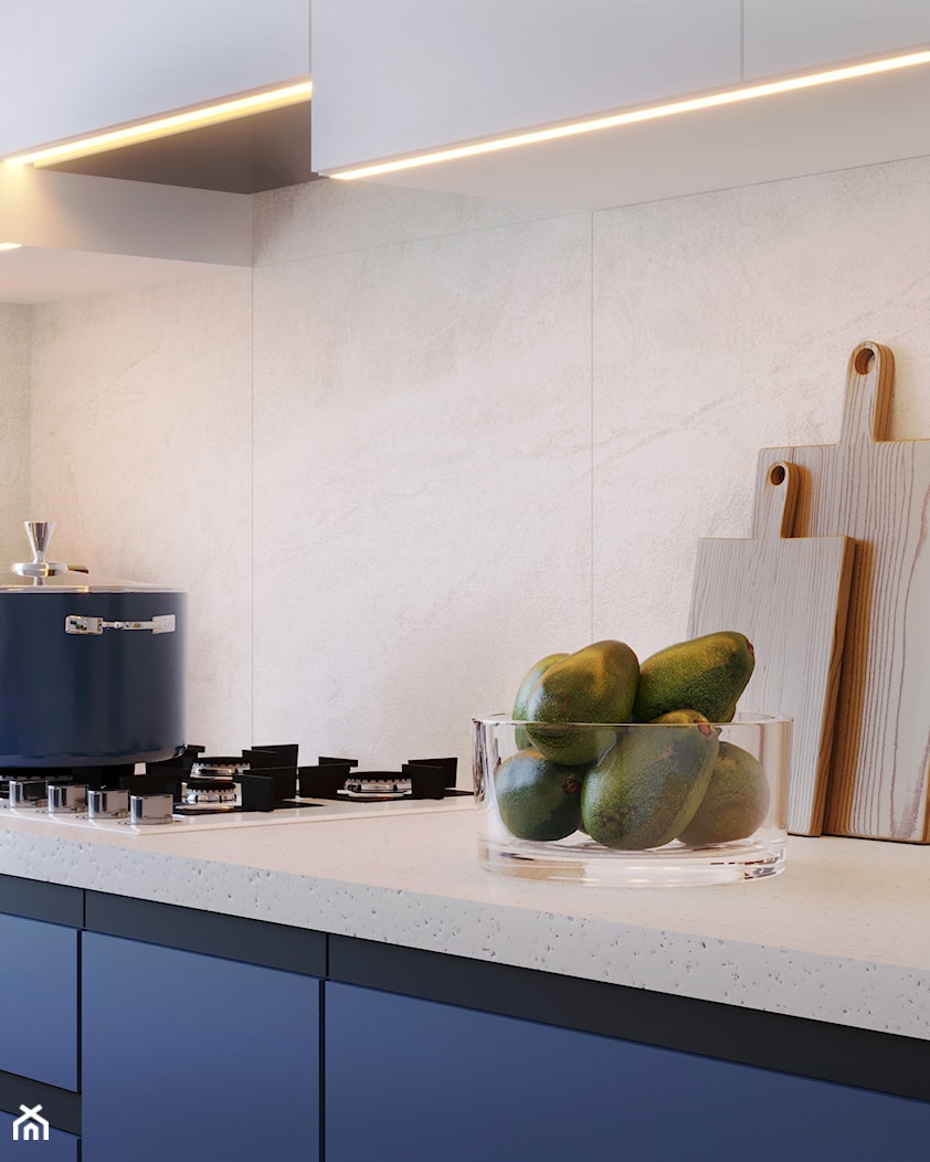Mieszkanie z niebieskim kolorem przewodnim - Kuchnia, styl nowoczesny - zdjęcie od cosily- biuro projektowania wnętrz - Homebook