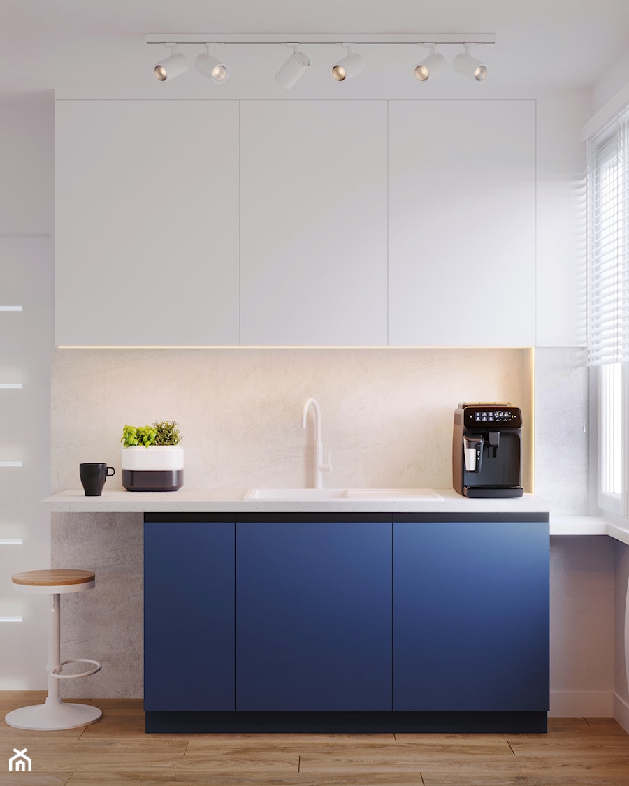 Mieszkanie z niebieskim kolorem przewodnim - Kuchnia, styl nowoczesny - zdjęcie od cosily- biuro projektowania wnętrz