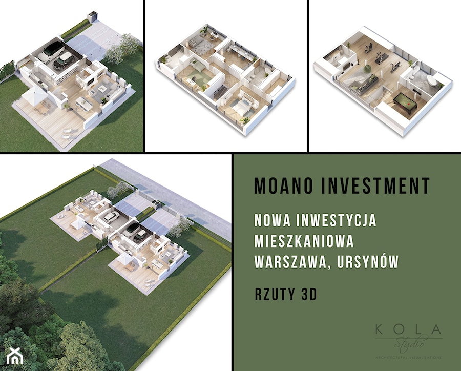 Rzuty deweloperskie 3d - Domy, styl minimalistyczny - zdjęcie od KOLA Studio Wizualizacje Architektoniczne