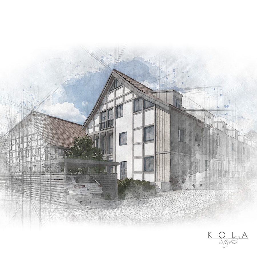 Renowacja i przebudowa zabytkowej niemieckiej karczmy - Domy, styl rustykalny - zdjęcie od KOLA Studio Wizualizacje Architektoniczne