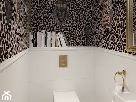 Aranżacje wnętrz - Łazienka: Powder room w panterkę - KOLA Studio Wizualizacje Architektoniczne. Przeglądaj, dodawaj i zapisuj najlepsze zdjęcia, pomysły i inspiracje designerskie. W bazie mamy już prawie milion fotografii!