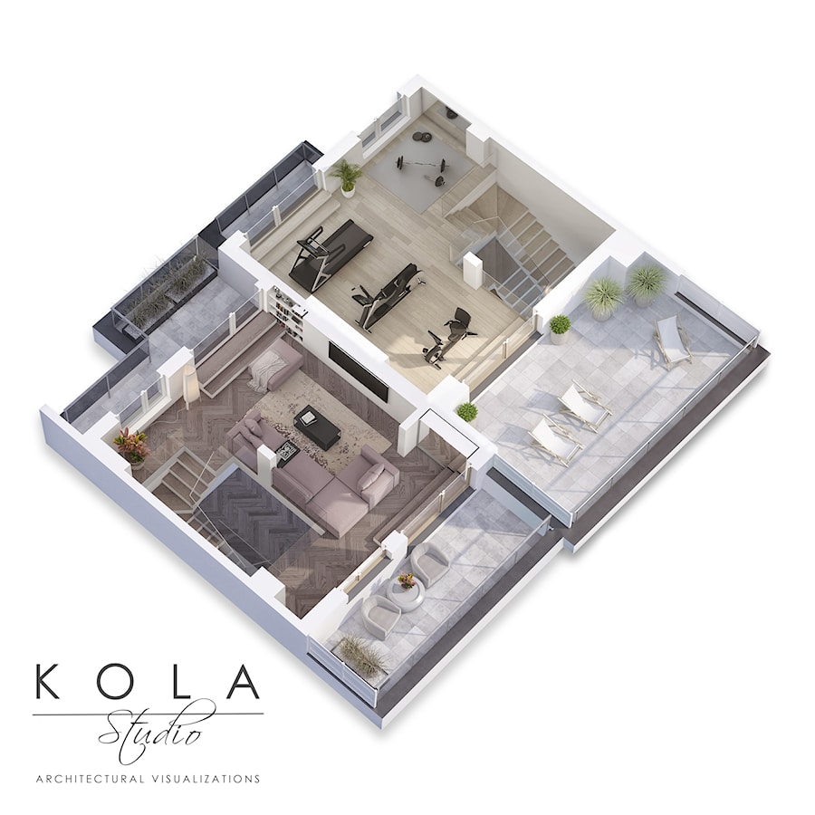 Rzuty deweloperskie 3d - Domy, styl nowoczesny - zdjęcie od KOLA Studio Wizualizacje Architektoniczne