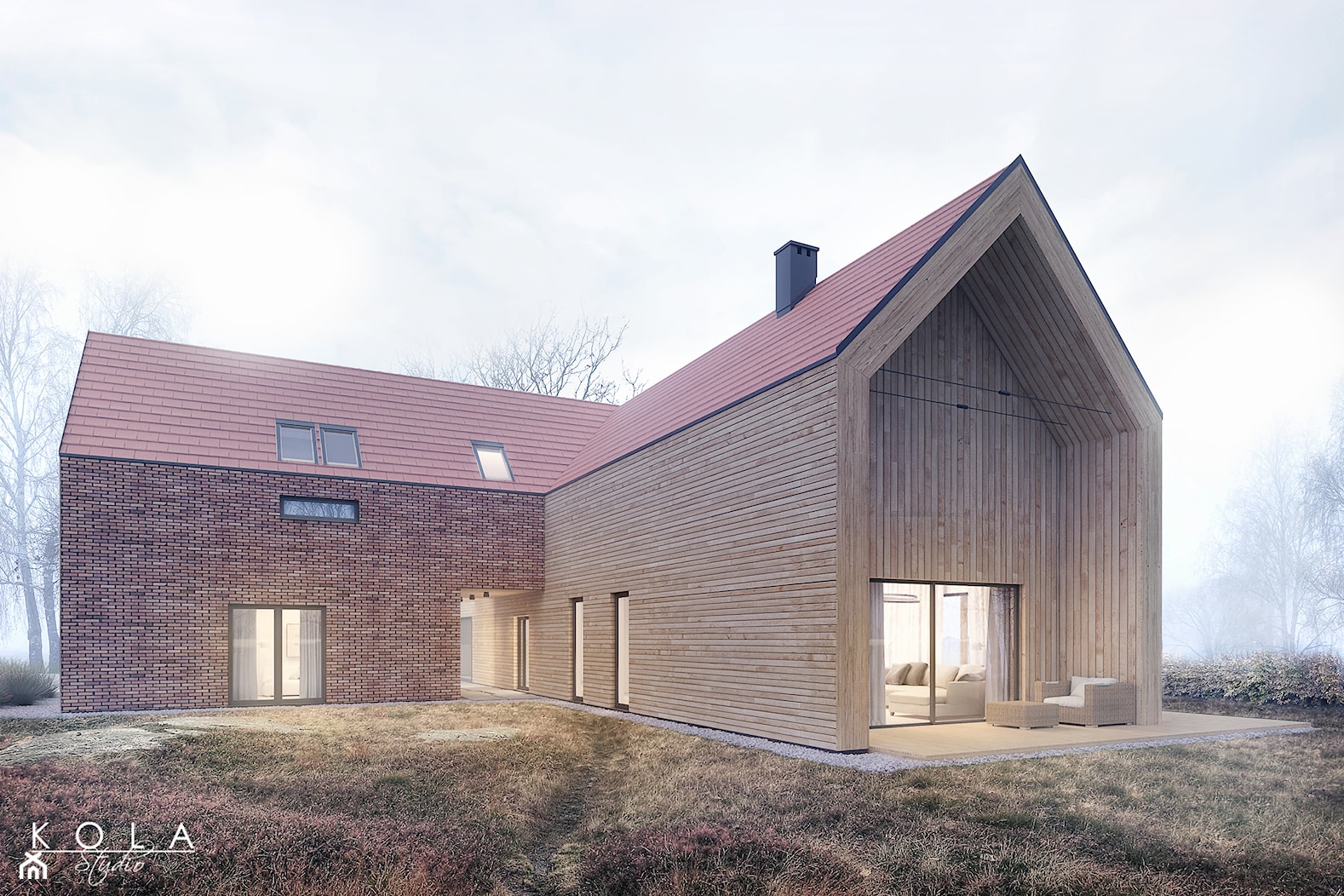 Dom jednorodzinny typu stodoła - zdjęcie od KOLA Studio Wizualizacje Architektoniczne - Homebook