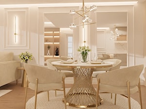Nowoczesne mieszkanie w kolorach bieli i beżu z dodatkiem złota - Salon, styl glamour - zdjęcie od zanetaprojektuje