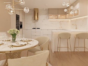 Nowoczesne mieszkanie w kolorach bieli i beżu z dodatkiem złota - Kuchnia, styl glamour - zdjęcie od zanetaprojektuje