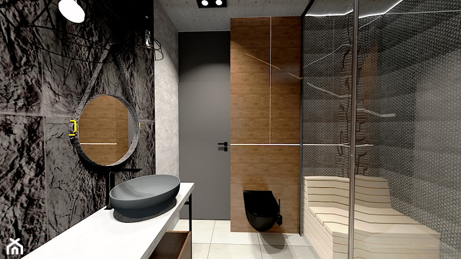 Łazienka industrialna z sauna parową - zdjęcie od 1053 projektowanie wnętrz