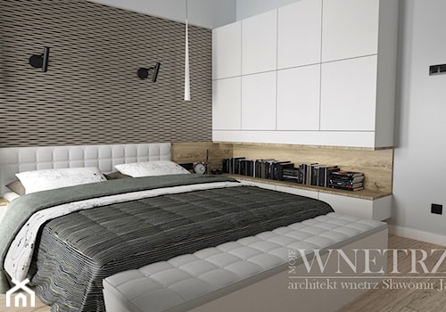 Mieszkanie w Rzeszowie - Średnia czarna szara sypialnia, styl nowoczesny - zdjęcie od MOJE WNĘTRZA Pracownia Projektowa Jamuła Sławomir