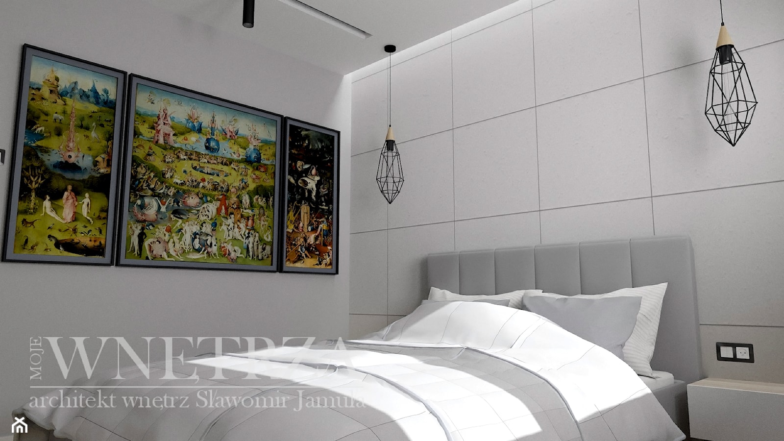Mieszkanie w Krakowie - Mała szara sypialnia, styl nowoczesny - zdjęcie od MOJE WNĘTRZA Pracownia Projektowa Jamuła Sławomir - Homebook