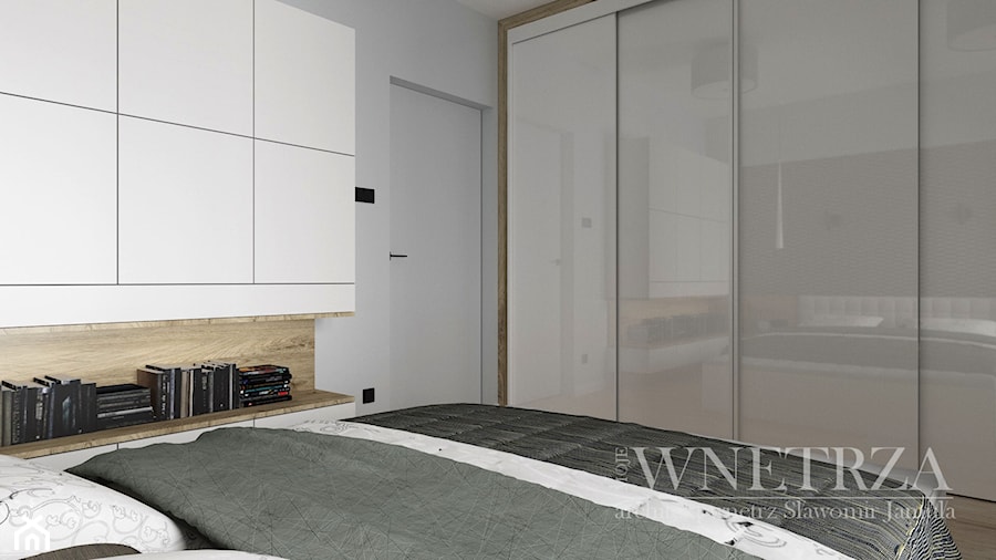 Mieszkanie w Rzeszowie - Średnia biała sypialnia, styl nowoczesny - zdjęcie od MOJE WNĘTRZA Pracownia Projektowa Jamuła Sławomir
