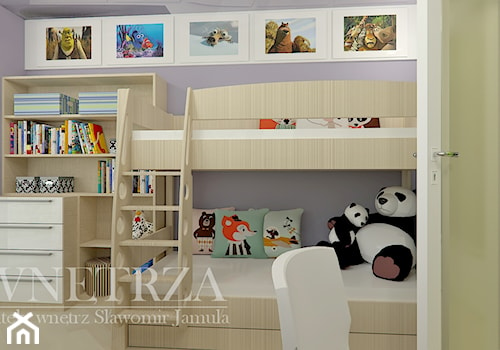 Pokoje dla dzieci i młodzieży - Średni fioletowy pokój dziecka dla dziecka dla nastolatka dla dziewc ... - zdjęcie od MOJE WNĘTRZA Pracownia Projektowa Jamuła Sławomir