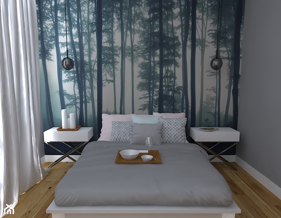 Sypialnia - Mała szara sypialnia, styl skandynawski - zdjęcie od Sylwia Milwicz- Projektowanie wnętrz