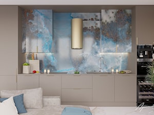 Nowoczesny apartament w tonacji beżu, złamanej bieli i błękitu - zdjęcie od Projektowanie wnętrz Agnieszka Drońska