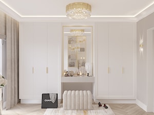 Nowoczesny apartament w tonacji beżu, złamanej bieli z elementami złota - zdjęcie od Projektowanie wnętrz Agnieszka Drońska