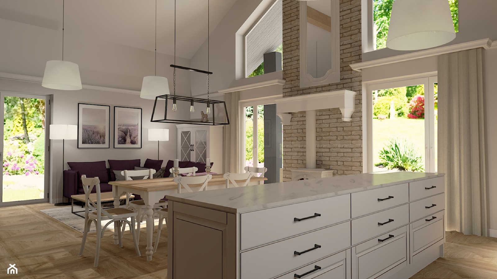 Salon z kuchnią w stylu prowansalskim - zdjęcie od Projekt Wnętrza Katarzyna Bednarko - Homebook