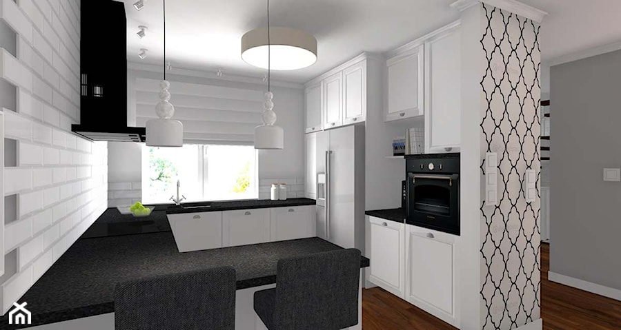 Projekt wnętrza domu na Glinkach - Kuchnia, styl glamour - zdjęcie od JLT DESIGN