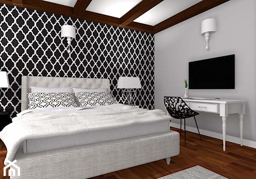 Projekt wnętrza domu na Glinkach - Mała średnia szara sypialnia, styl glamour - zdjęcie od JLT DESIGN