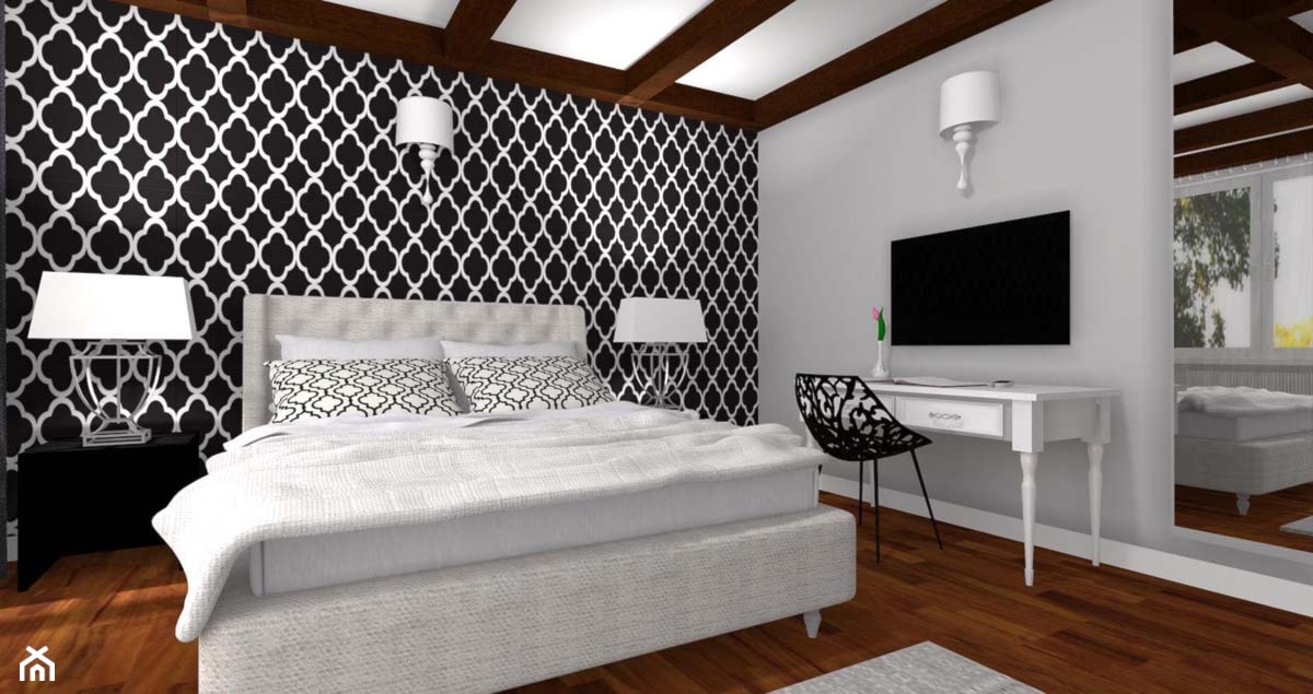 Projekt wnętrza domu na Glinkach - Mała średnia szara sypialnia, styl glamour - zdjęcie od JLT DESIGN - Homebook