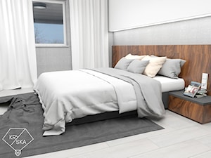 Mała szara sypialnia, styl minimalistyczny - zdjęcie od PRACOWNIA PROJEKTOWA KRYSKA Ewa Łuźniak