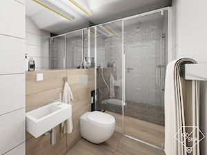Dwie łazienki w jednym stylu - Średnia bez okna łazienka, styl minimalistyczny - zdjęcie od PRACOWNIA PROJEKTOWA KRYSKA Ewa Łuźniak