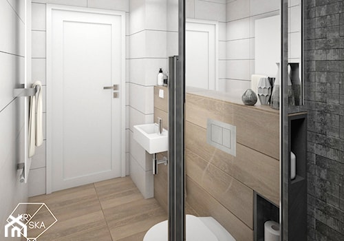 Dwie łazienki w jednym stylu - Średnia bez okna łazienka, styl minimalistyczny - zdjęcie od PRACOWNIA PROJEKTOWA KRYSKA Ewa Łuźniak