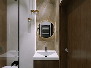 Elegancka łazienka w ciemnym drewnie - Łazienka, styl nowoczesny - zdjęcie od PHU Krzemiński