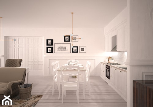 Mieszkanie_8 - Średnia szara jadalnia w salonie w kuchni, styl tradycyjny - zdjęcie od ana frasik
