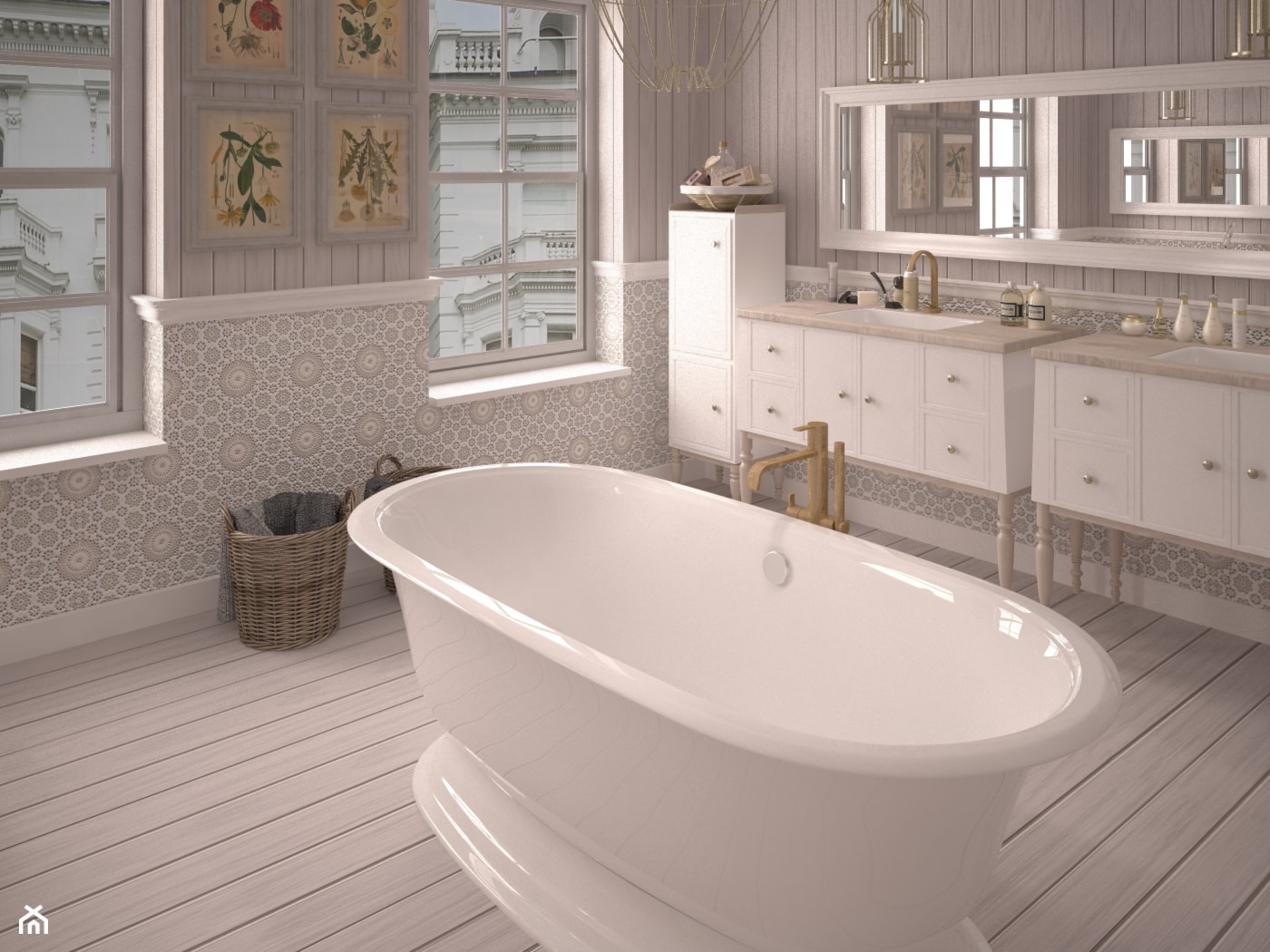 Łazienka 5 - Mała na poddaszu z lustrem z dwoma umywalkami łazienka z oknem, styl tradycyjny - zdjęcie od ana frasik - Homebook