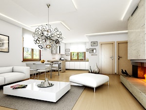 Projekt Domu Czaruś - Średni biały salon z kuchnią z jadalnią, styl tradycyjny - zdjęcie od MG Projekt Projekty domów