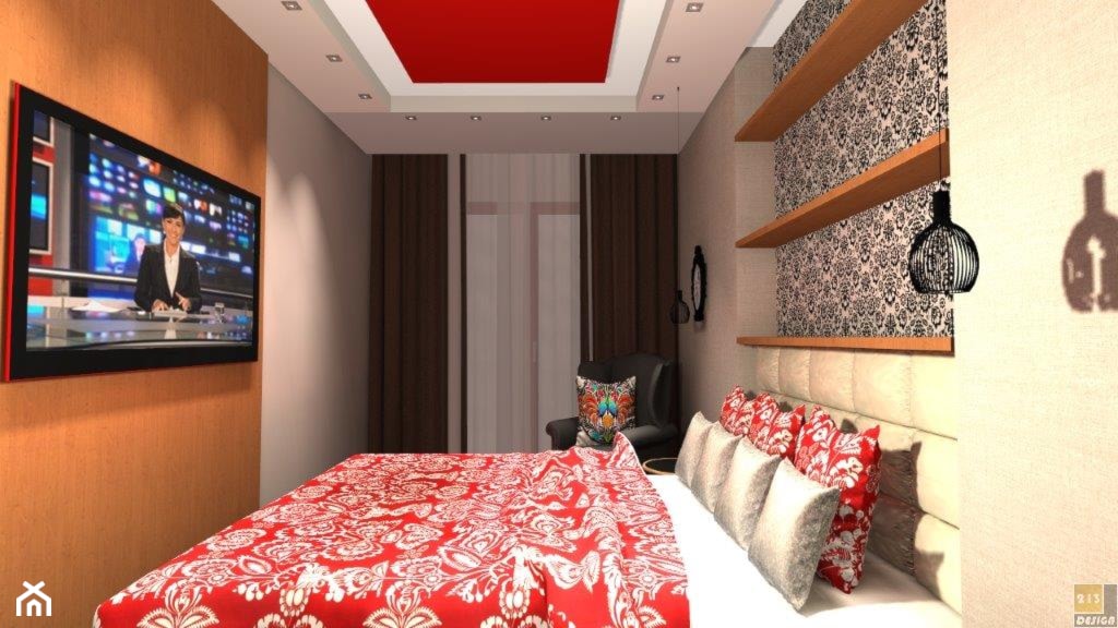 sypialnia z elementami łowickimi - zdjęcie od 213design - Homebook