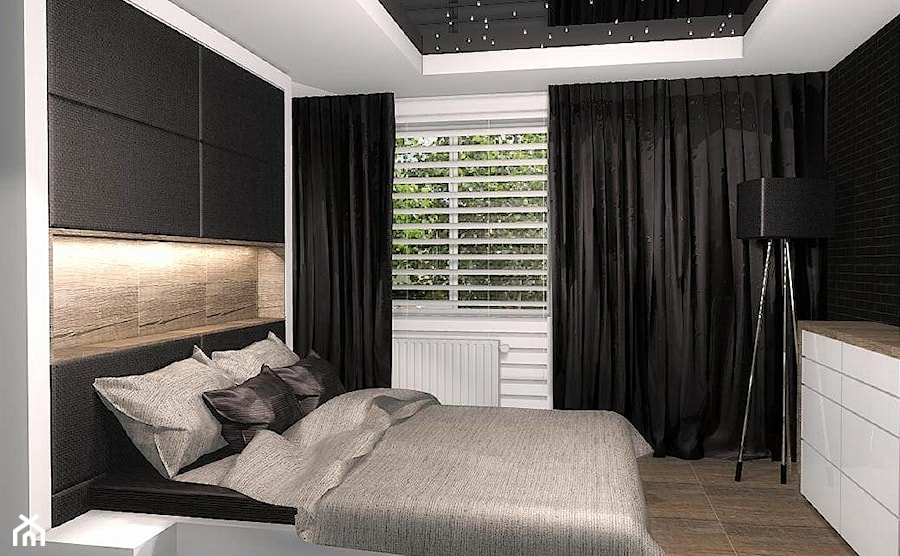 MIESZKANIE CZECHOWICE-DZ.2 - Średnia biała czarna sypialnia, styl nowoczesny - zdjęcie od EJOT DESIGN Edyta Jonkisz