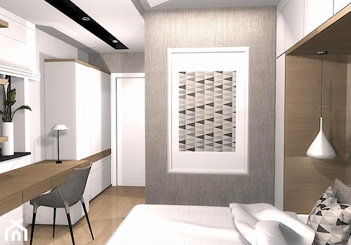 DOM ZABRZEG - Duża biała szara z biurkiem sypialnia, styl nowoczesny - zdjęcie od EJOT DESIGN Edyta Jonkisz