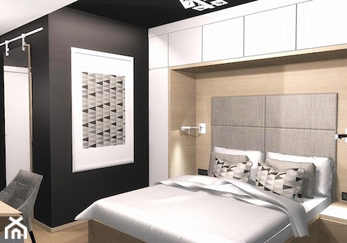 DOM ZABRZEG - Mała czarna szara z biurkiem sypialnia, styl nowoczesny - zdjęcie od EJOT DESIGN Edyta Jonkisz