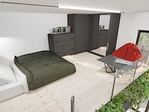 Kawalerka 32 m2 z antresolą - Sypialnia - zdjęcie od Kliminowska Design