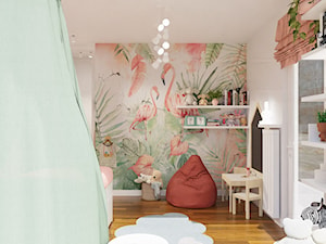 Pokój pięcioletniej dziewczynki w kolorach szałwii i koralowego różu - zdjęcie od Studio Spokoje - wnętrza dla dzieci
