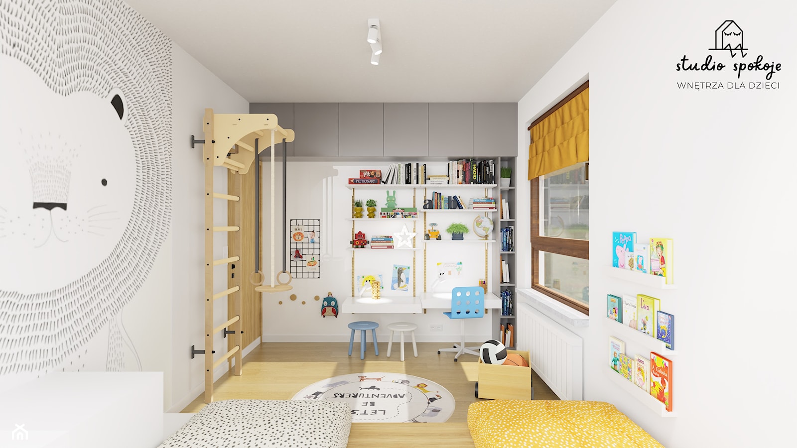 Pokój 3 dzieci - regulowane biurko - zdjęcie od Studio Spokoje - wnętrza dla dzieci - Homebook