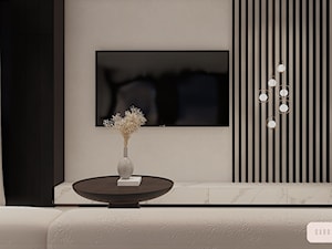 Salon z projektu koncepcyjnego mieszkania w naturalnych barwach - zdjęcie od Carolina Interiors
