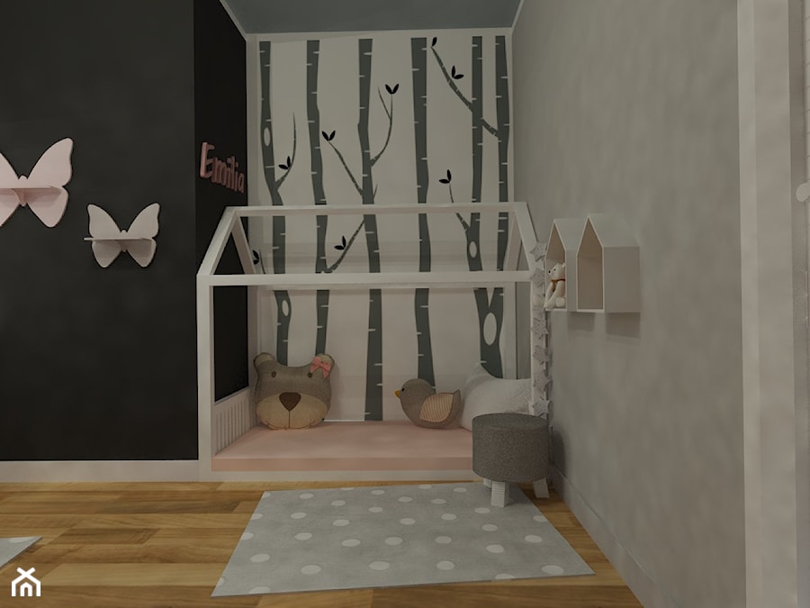 SŁODKI POKÓJ DZIEWCZYNKI - Średni biały czarny szary pokój dziecka dla dziecka dla dziewczynki, styl nowoczesny - zdjęcie od NOVARCHI DESIGN