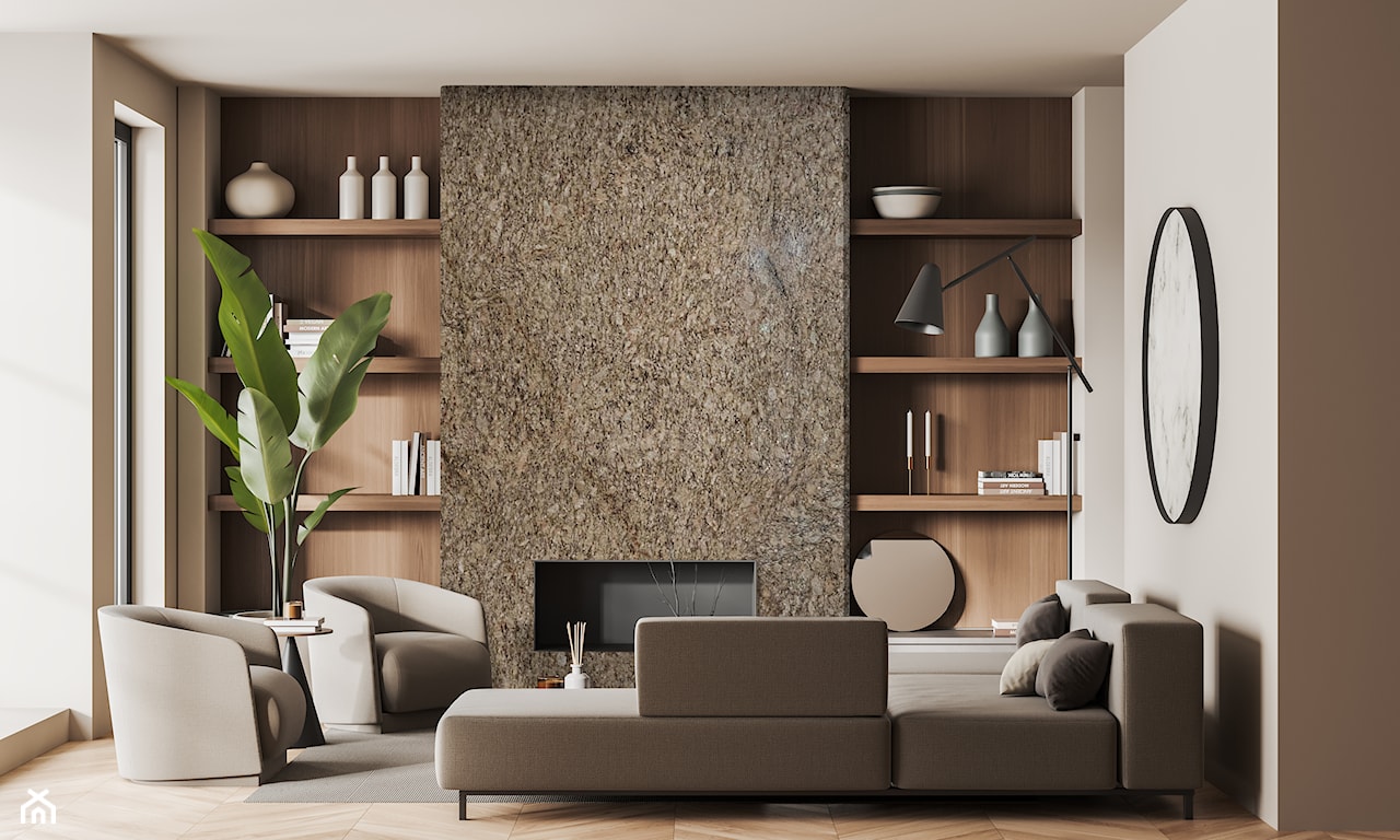 Kamień naturalny na ścianę - aranżacja nowoczesnego salonu
