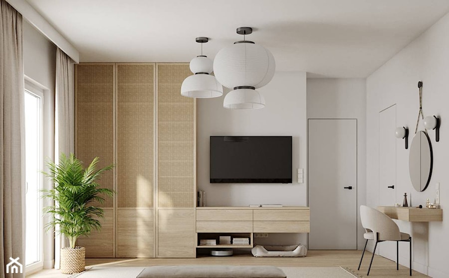 Projekt wnętrz segmentu w Falenicy - Sypialnia, styl minimalistyczny - zdjęcie od Studio Linea