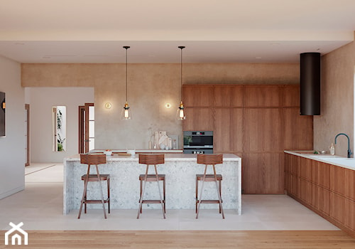 Projekt domu z wysoką strefą dzienną w Wesołej - Kuchnia, styl minimalistyczny - zdjęcie od Studio Linea