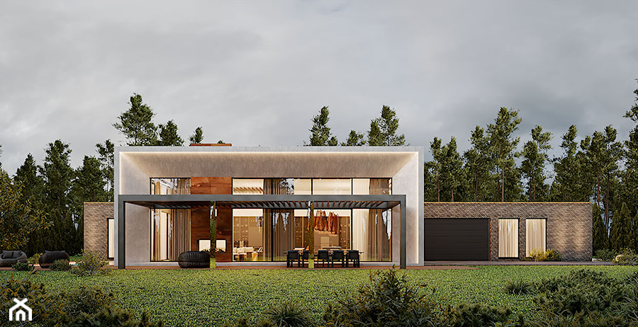 Projekt domu z wysoką strefą dzienną w Wesołej - Domy, styl minimalistyczny - zdjęcie od Studio Linea