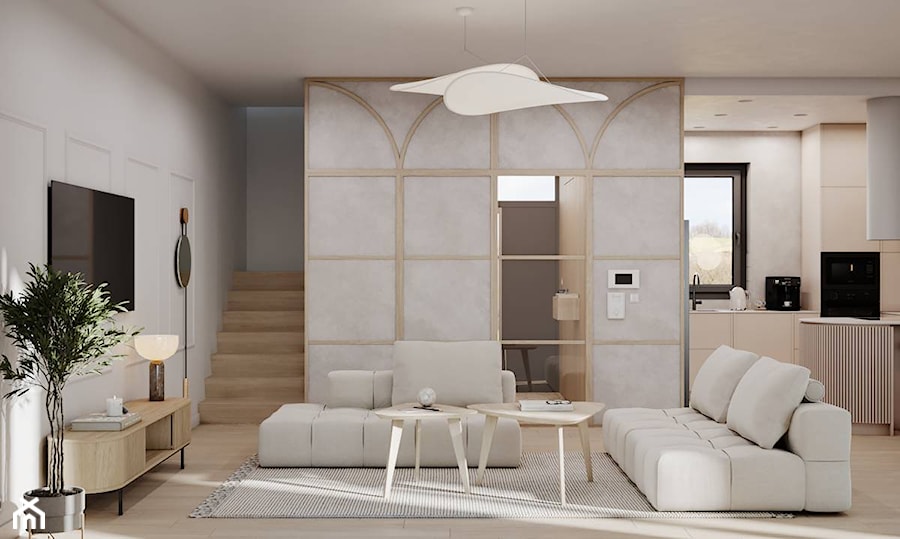 Projekt wnętrz segmentu w Falenicy - Salon, styl minimalistyczny - zdjęcie od Studio Linea